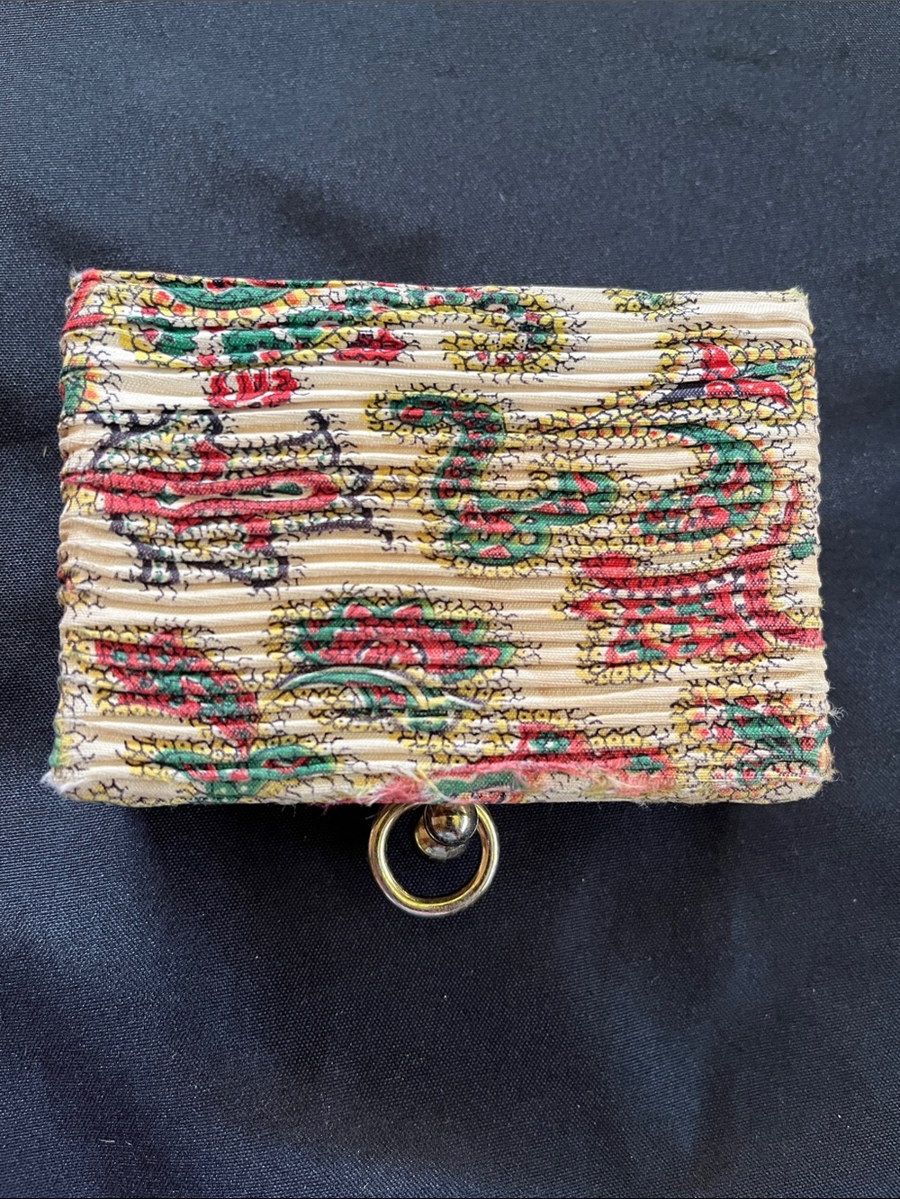 Vtg Fabric Trinket Box Bag Japan Playing Card Holder Purse Whimsical Clutch MCM